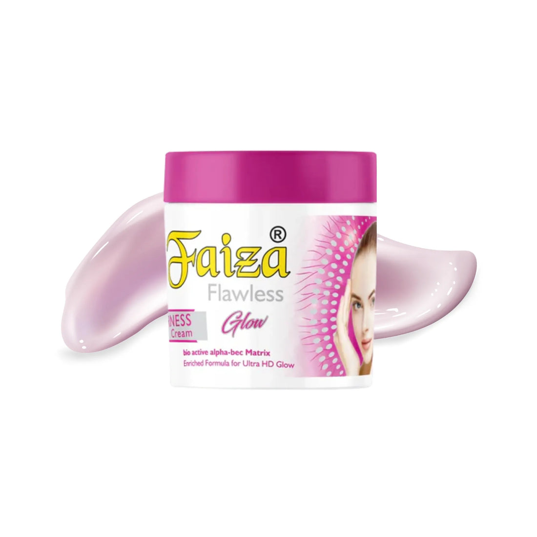 Faiza Flawless Glow Fairness Cream with bio active alpha-bec Matrix enriched for Ultra HD Glow.