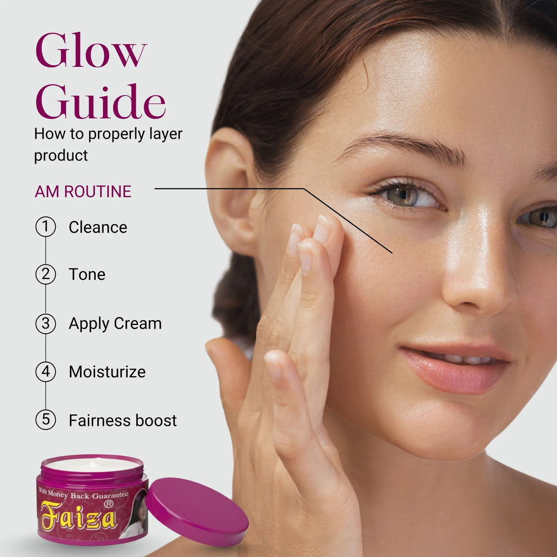 Faiza Perfect Radiance Foaming Face Wash and Beauty Cream infused with Omega 3 for intense whitening.