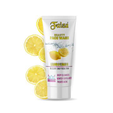Faiza Lemon & Vitamin C Daily Facial Foam for Oil Clear skin that deep cleanses and treats acne.