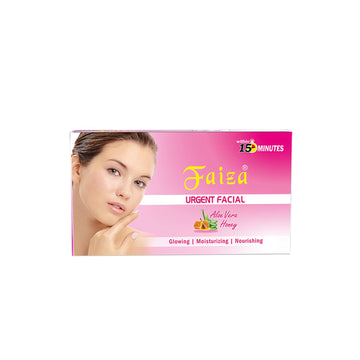 Faiza Urgent Facial box with Aloe Vera Honey formula for Glowing, Moisturizing, and Nourishing within 15 minutes.