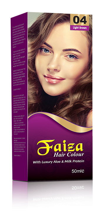 Faiza Hair Colour Light Brown 04 – Long lasting hair dye with 100% grey coverage, enriched with vitamins and minerals for shiny, smooth, and natural-looking hair – suitable for men and women in Pakistan