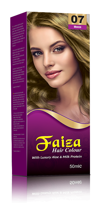 Faiza Hair Colour Mocha 07 – Permanent mocha brown hair dye with 100% grey coverage, fade-resistant colour, and vitamin-enriched nourishing formula for shiny, smooth, and natural-looking hair – suitable for men and women in Pakistan.
