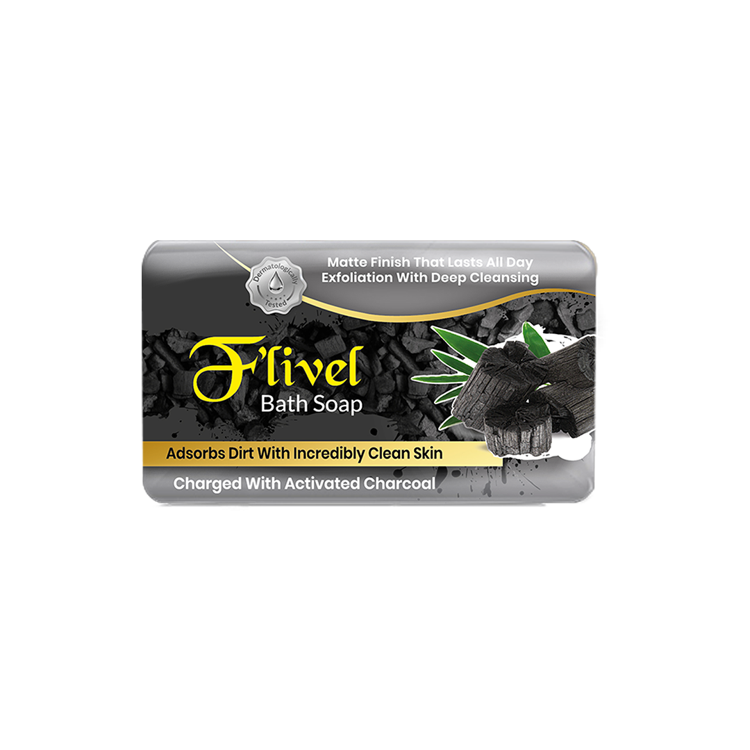 F'LIVEL Bath Soap – Charcoal – 95 Grams & 125 Grams | Deep Cleansing & Detoxifying Body Soap