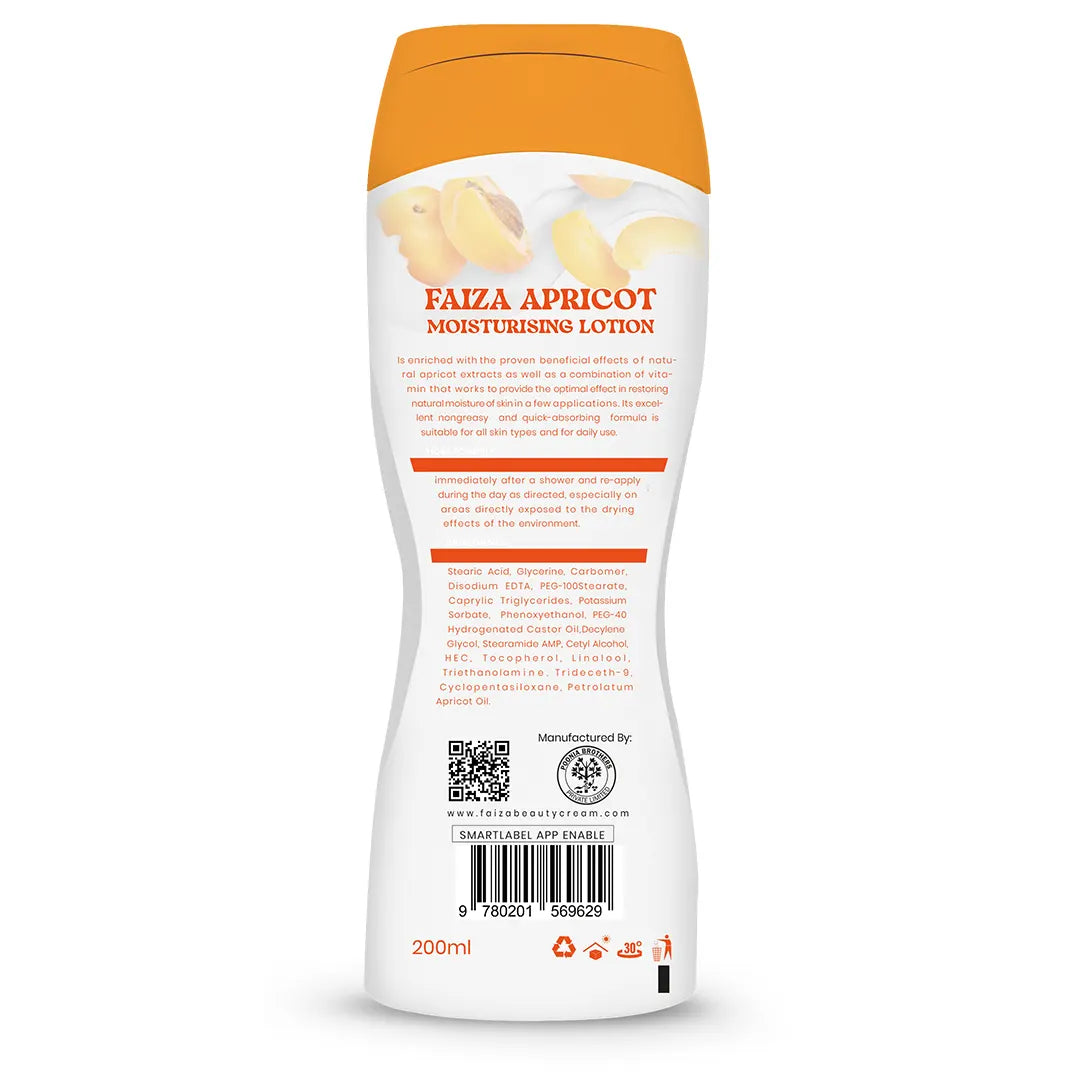 Faiza Moisturizing Lotion 100ml & 200ml Apricot – Nourishing & Radiant Skin
