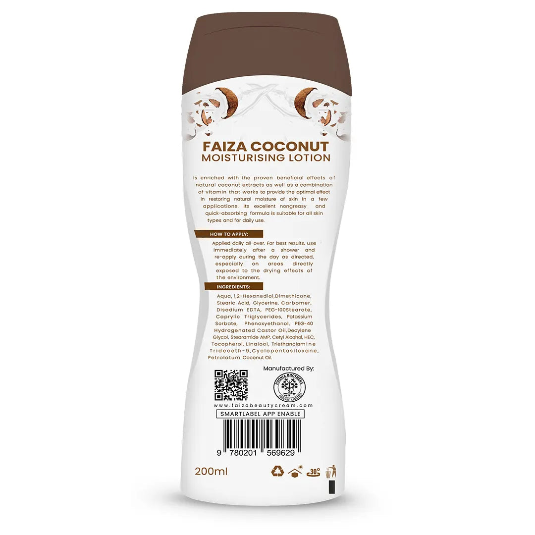 Faiza Moisturizing Lotion 100ml & 200ml Coconut – Deep Hydration & Smoothness
