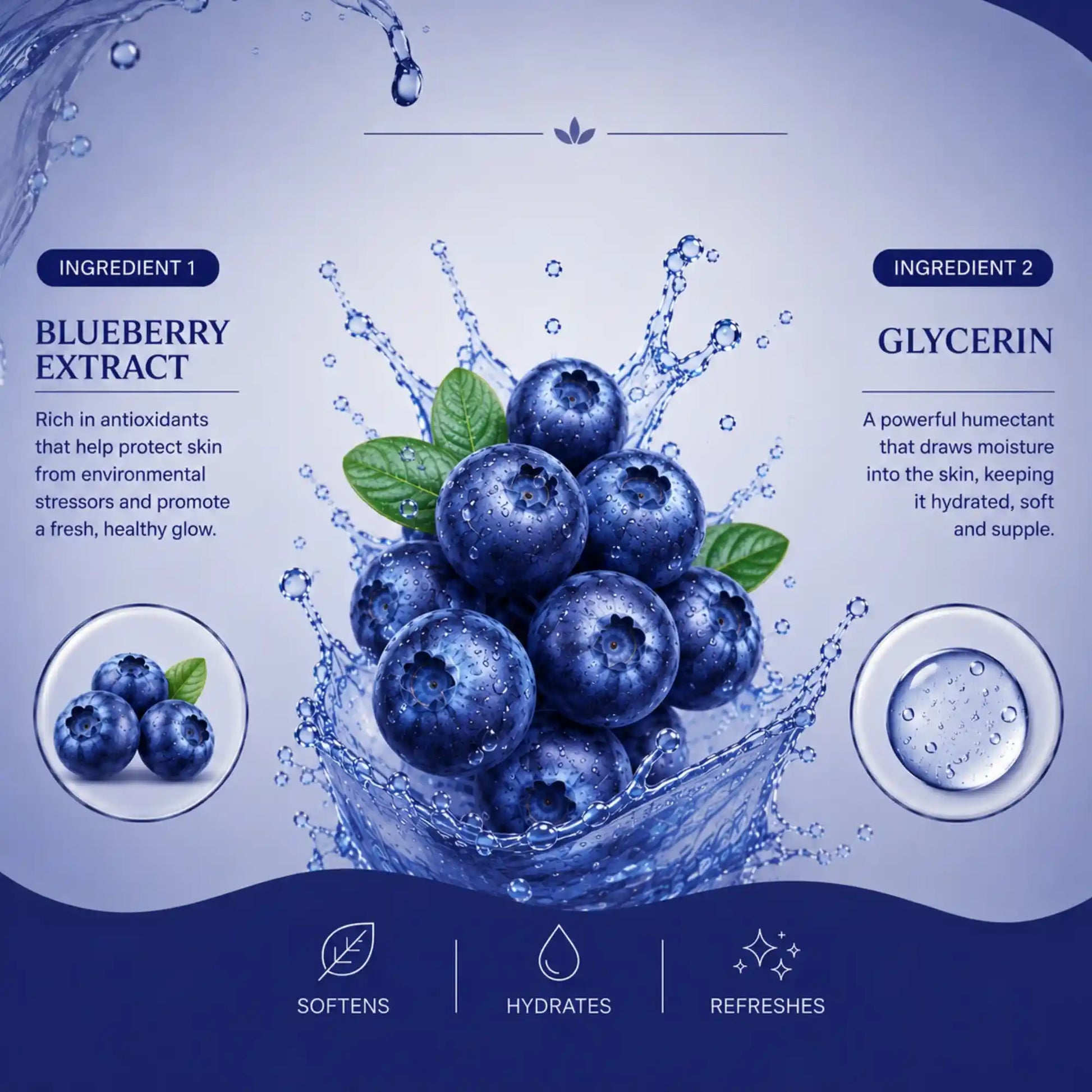 Faiza Blueberry Skin Revitalizing Face Wash 100ml tube with Honey and Vitamin E, featuring a 0% paraben, silicone, and sulfate anti-aging formula.