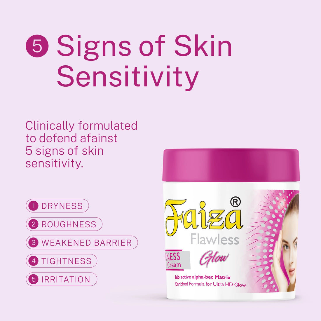 Faiza Flawless Glow fairness cream jar and packaging on a white background