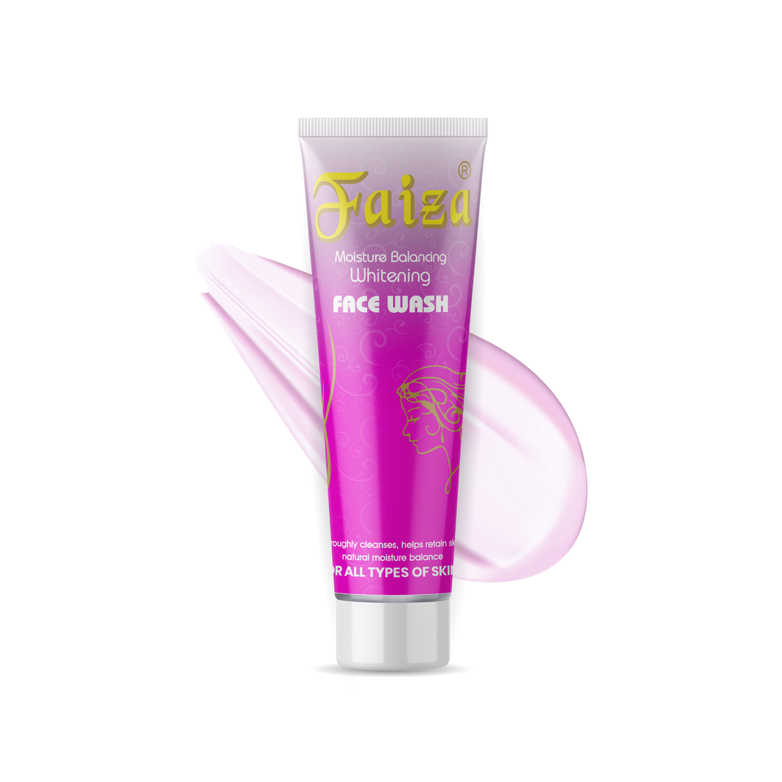 Faiza Moisture Balancing Whitening Face Wash tube on a white background