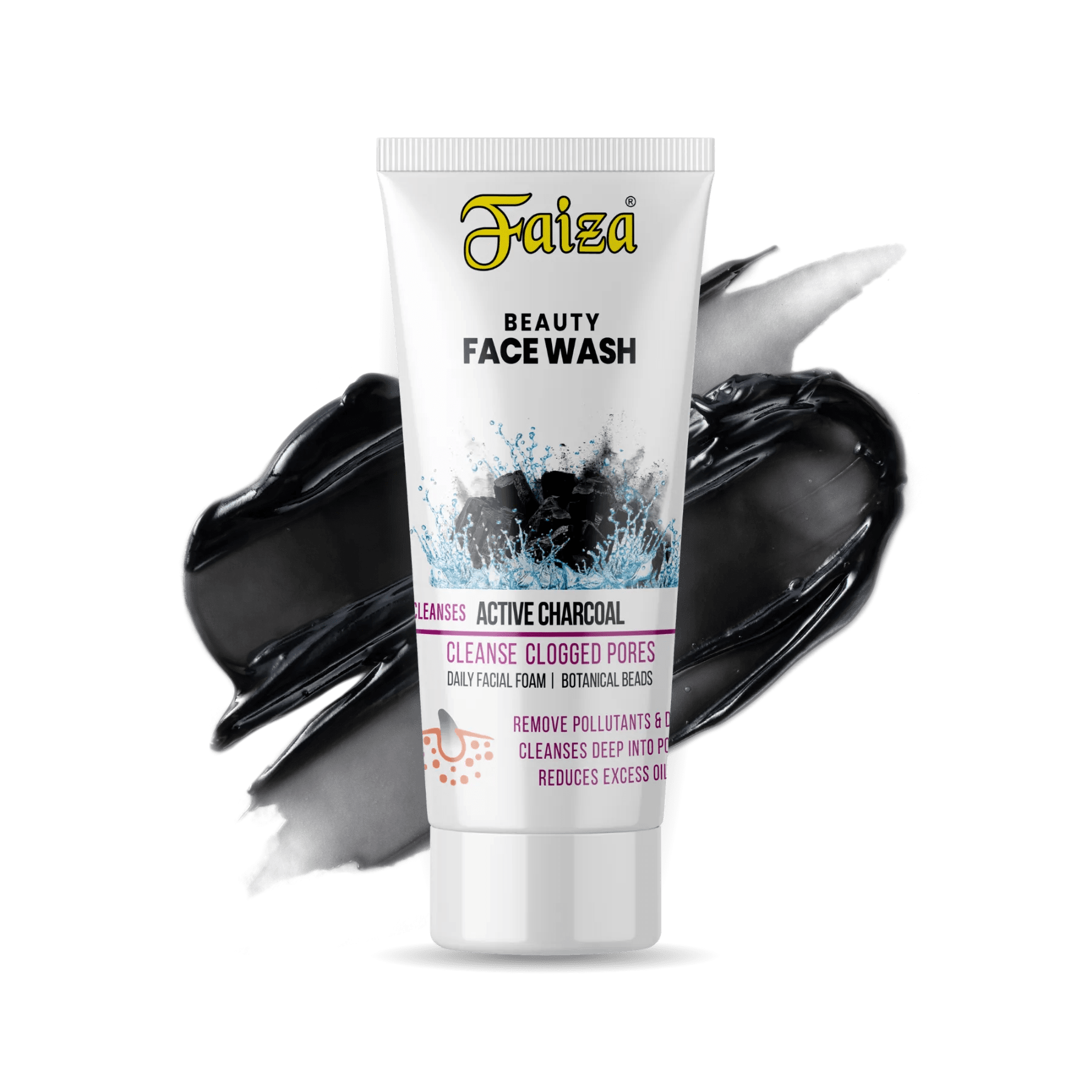 Active Charcoal Face Wash (100ml) - Faiza Beauty Cream