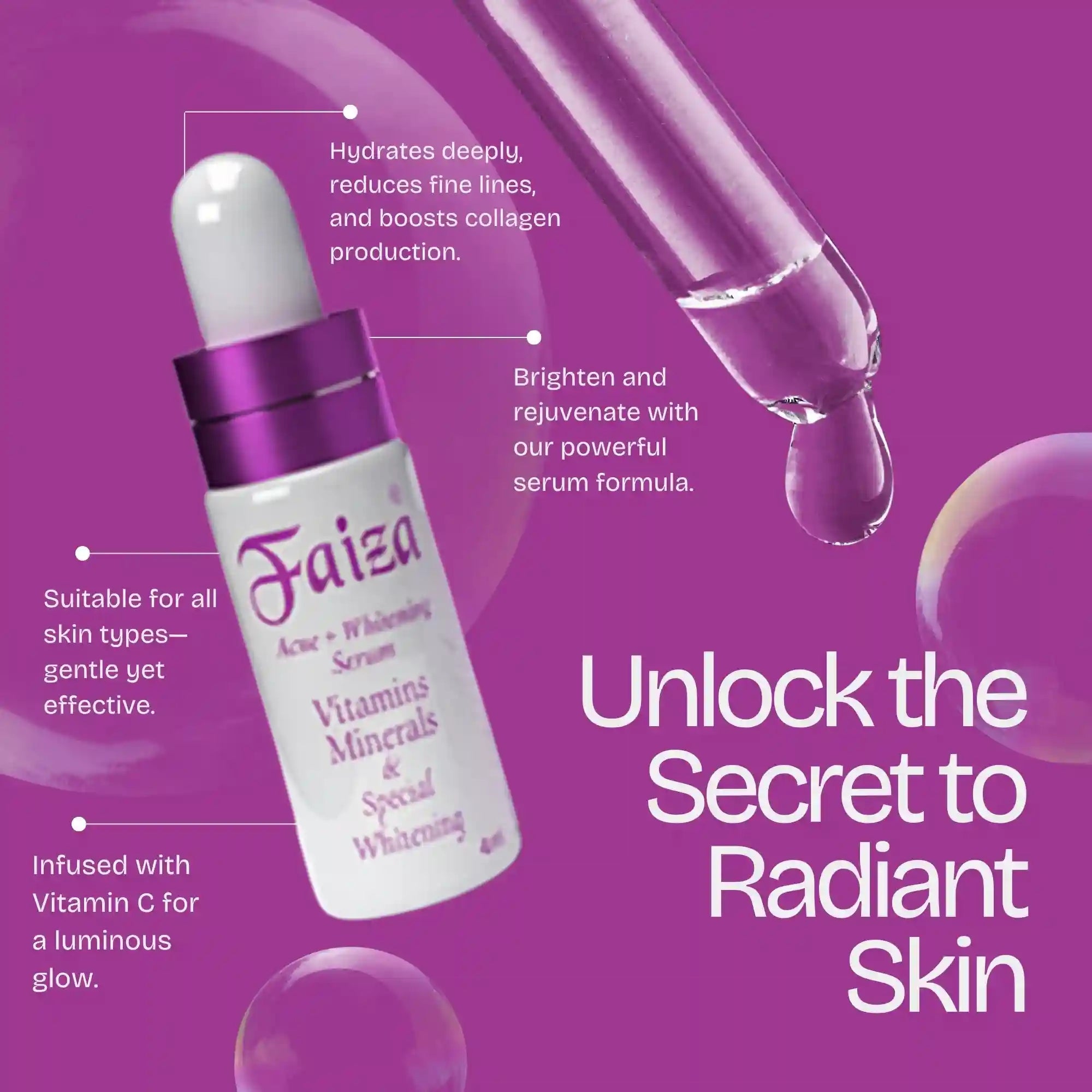 Faiza Acne + Whitening Serum (4ml) - Faiza Beauty Cream