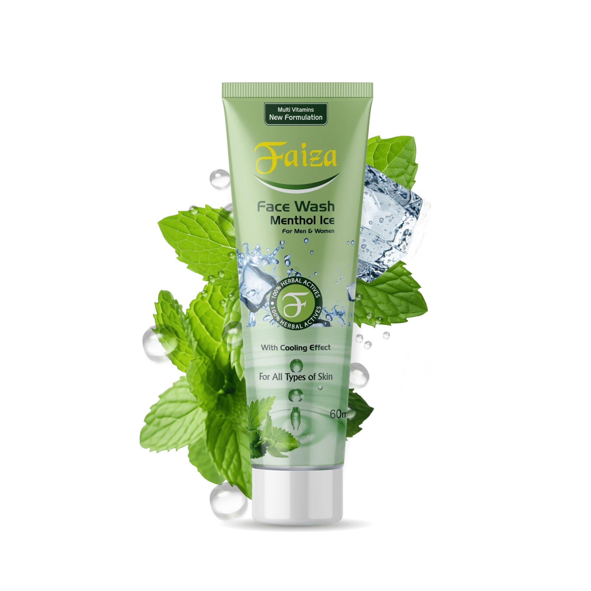 Faiza refreshing menthol face wash for men and women. Daily facial cleanser made with 100% herbal actives to deeply clean and provide an instant cooling sensation.