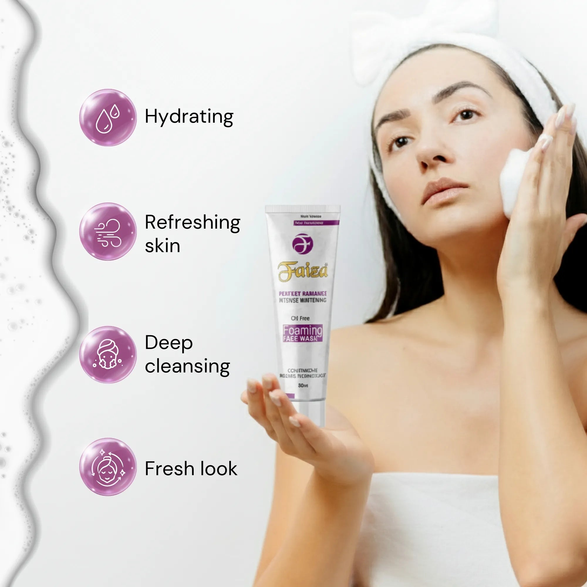Faiza Cosmetics Foaming Face Wash, Deep Cleansing, Hydrating, Refreshing Skin, Fresh Look, Oil Free formula, Multi Vitamins, skin whitening