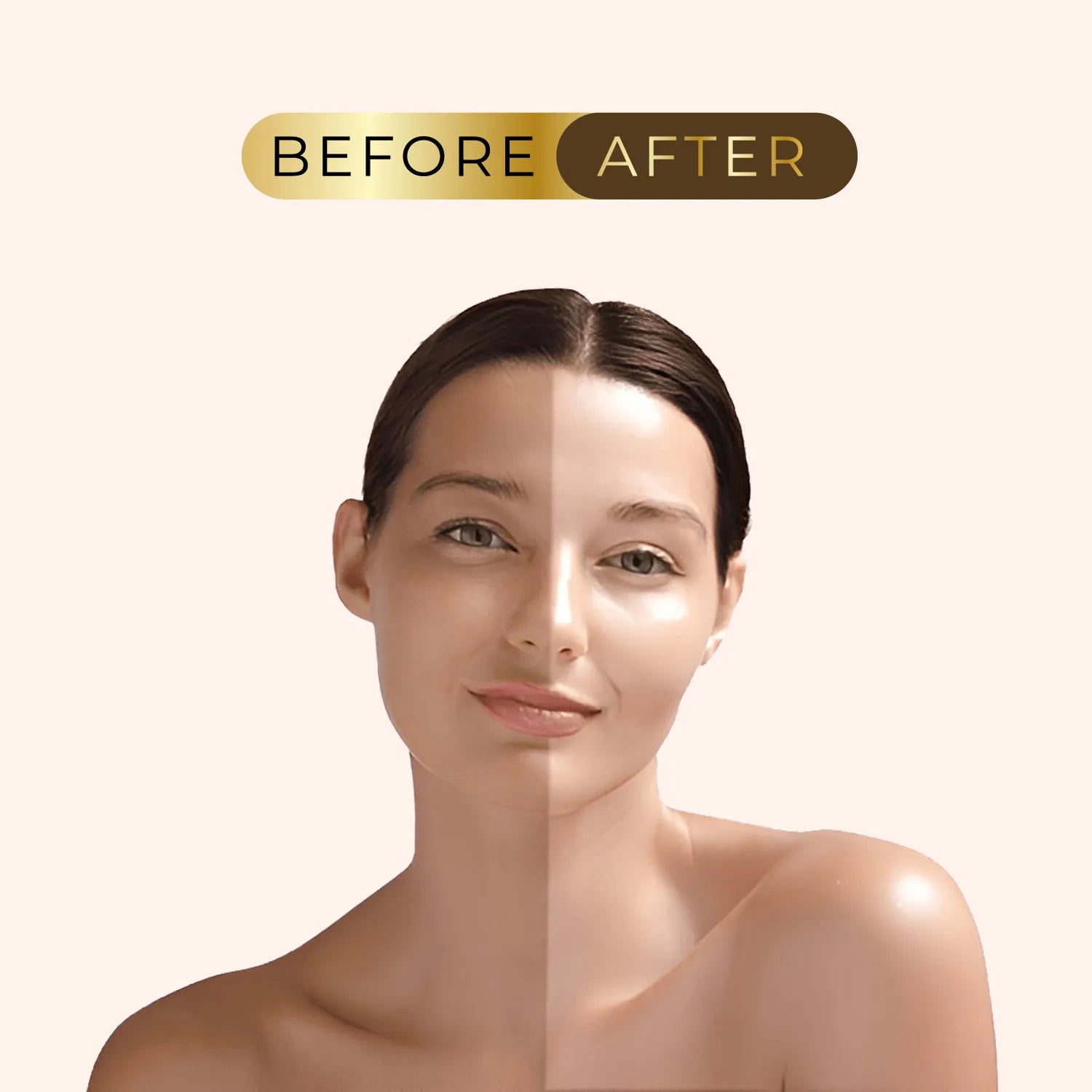 Before and After image showing skin lightening and enhanced skin texture using Faiza Gold Cream Bleach.