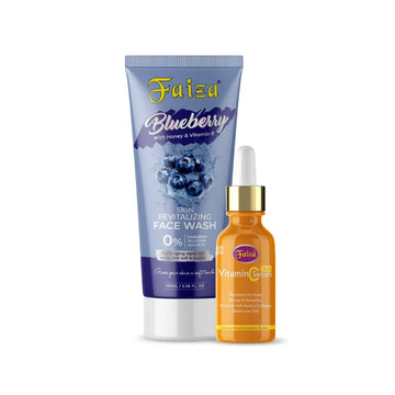 Faiza Honey Glow Nourishing Kit with Blueberry Face Wash and Vitamin C Serum for glowing, hydrated and radiant skin.