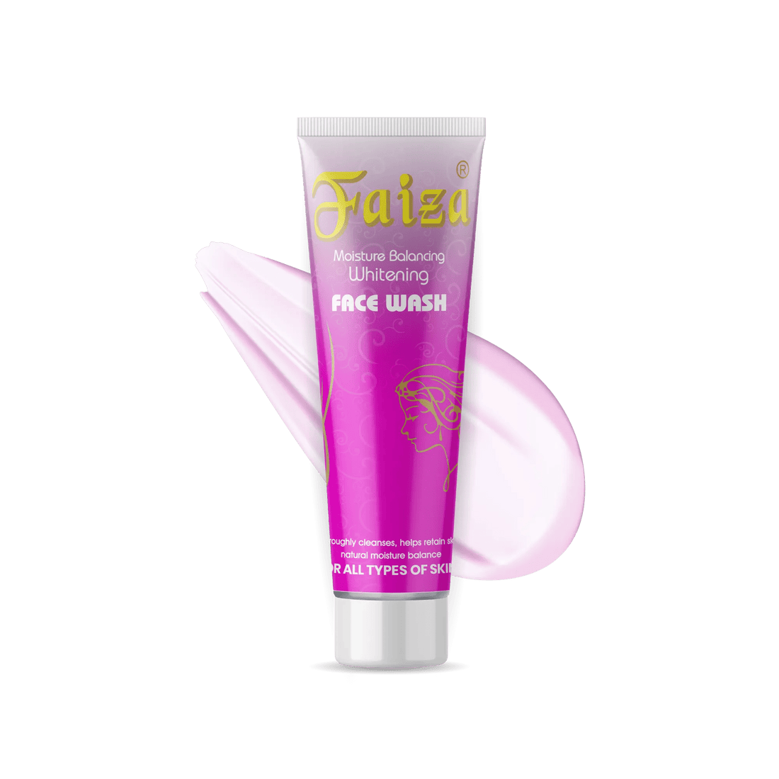 Faiza brightening face wash with a moisture-balancing daily formula. A gentle, hydrating facial cleanser designed to clarify skin tone and maintain a soft, non-drying complexion for all skin types.