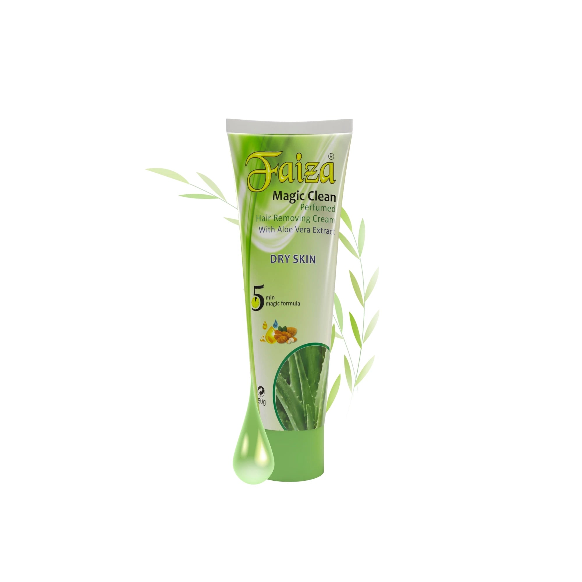 Faiza Cosmetics Magic Clean, Aloe Vera Extract, Dry Skin, 5 min magic formula, perfumed hair remover, hydrating depilatory, smooth skin, best for sensitive areas