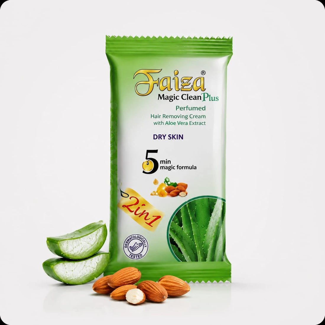 Faiza Cosmetics Magic Clean Plus, Aloe Vera Extract, Dry Skin, 5 min magic formula, hydrating hair remover, painless depilatory, almond enriched