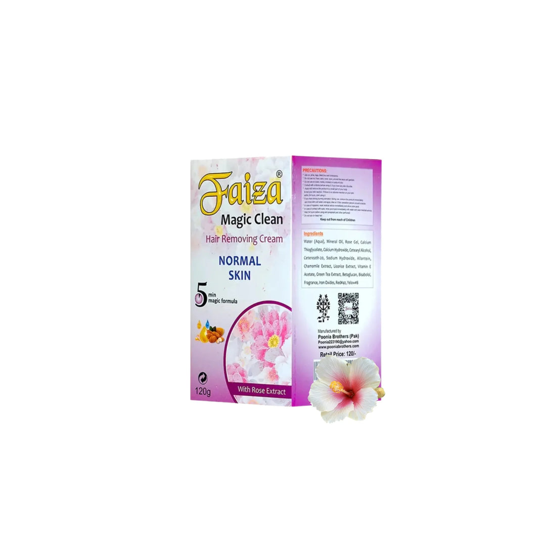 Faiza Magic Clean Hair Removing Cream, Normal Skin, Rose Extract, safe hair removal, gentle ingredients, moisturizing formula