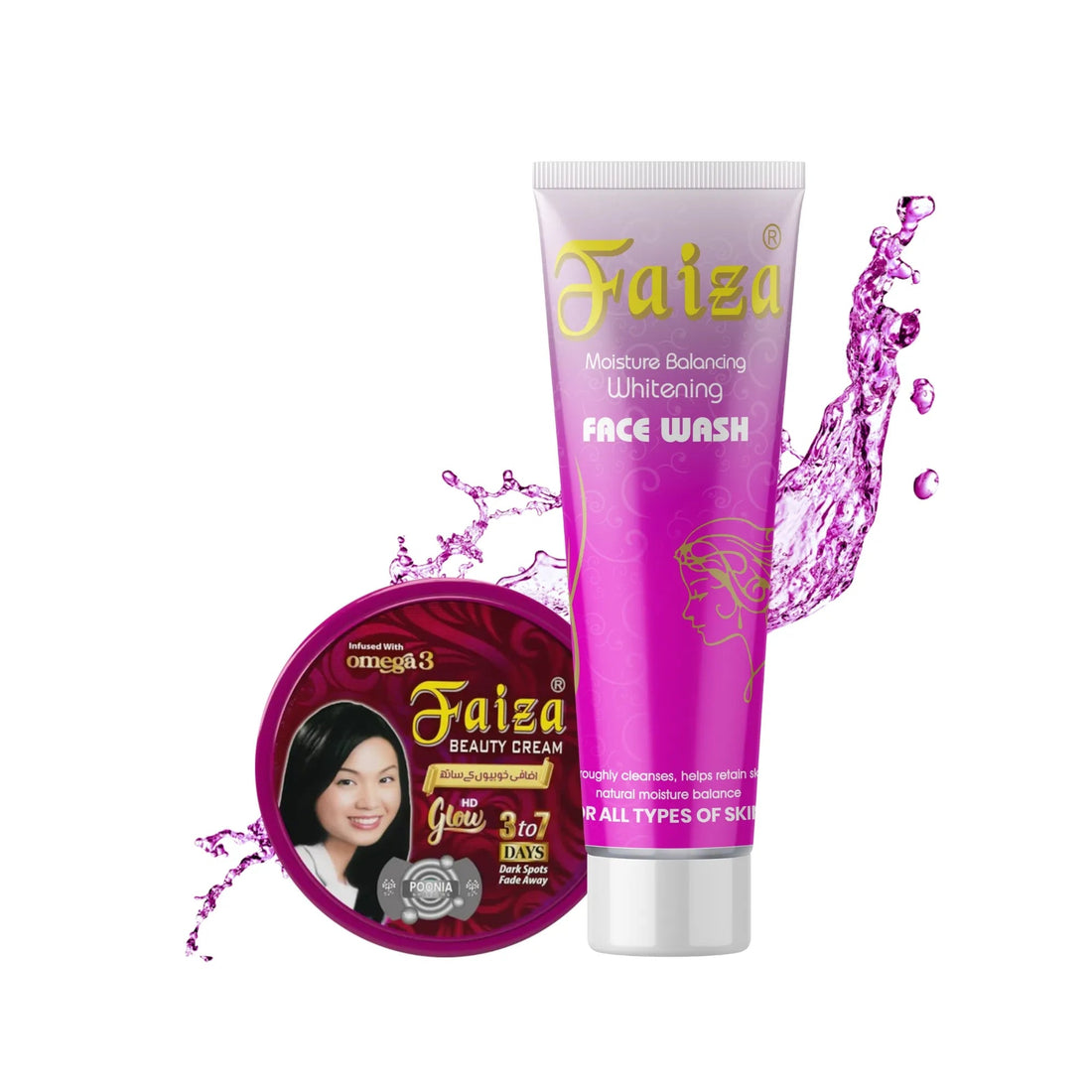 Faiza Cosmetics New Formula Facewash, Moisture Balancing Whitening, Cleanser, Brightening, Anti-Acne, all skin types, deep cleansing foam