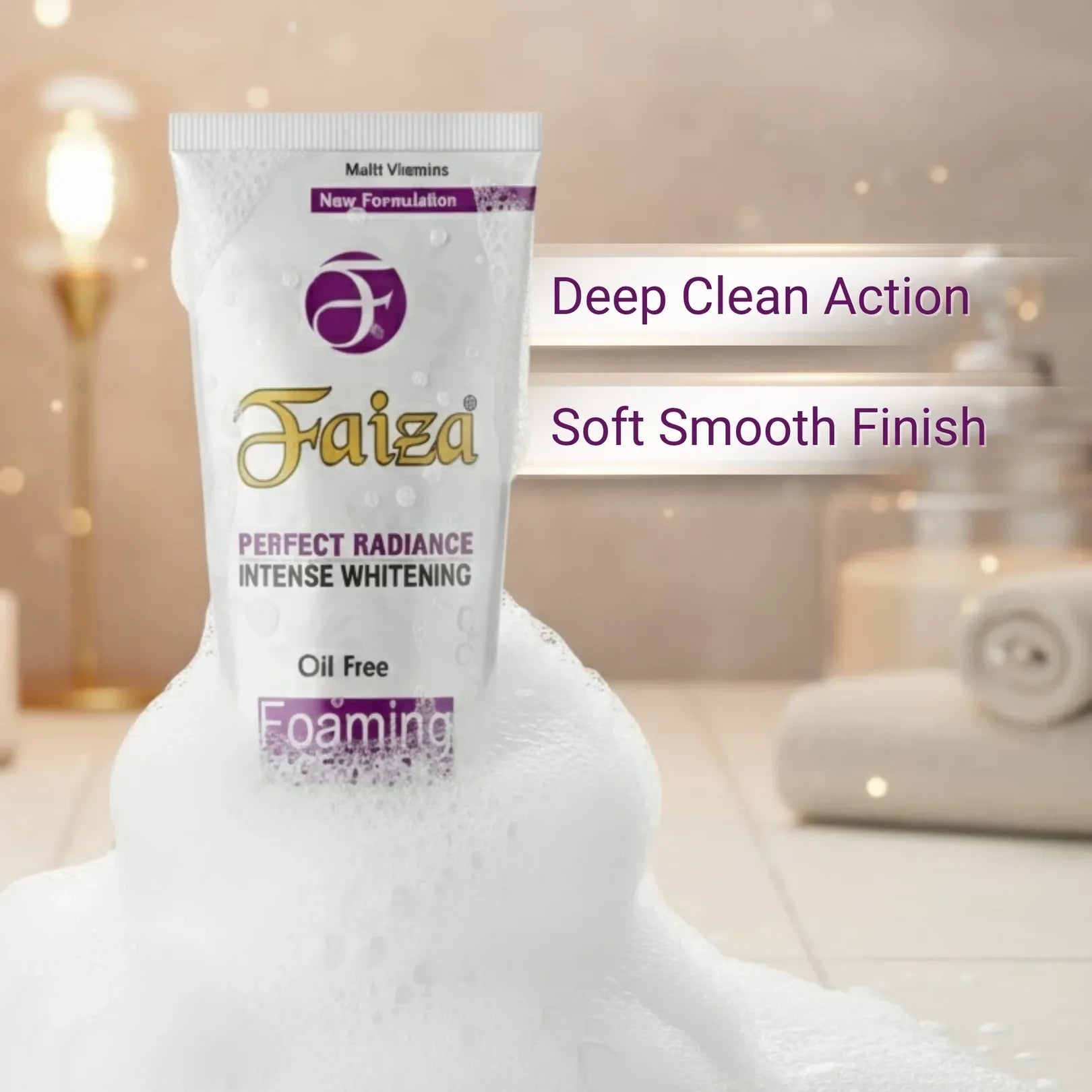 Faiza Cosmetics Perfect Radiance, Intense Whitening, Foaming Face Wash, Deep Clean Action, Soft Smooth Finish, Multi Vitamins, Oil Free
