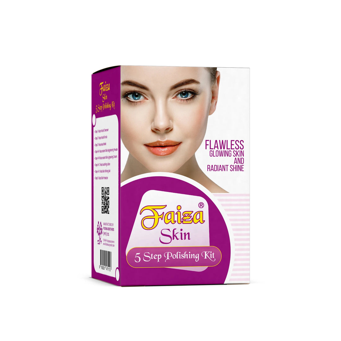 Faiza Skin 5 Step Polishing Kit box for flawless glowing skin and radiant shine at home.