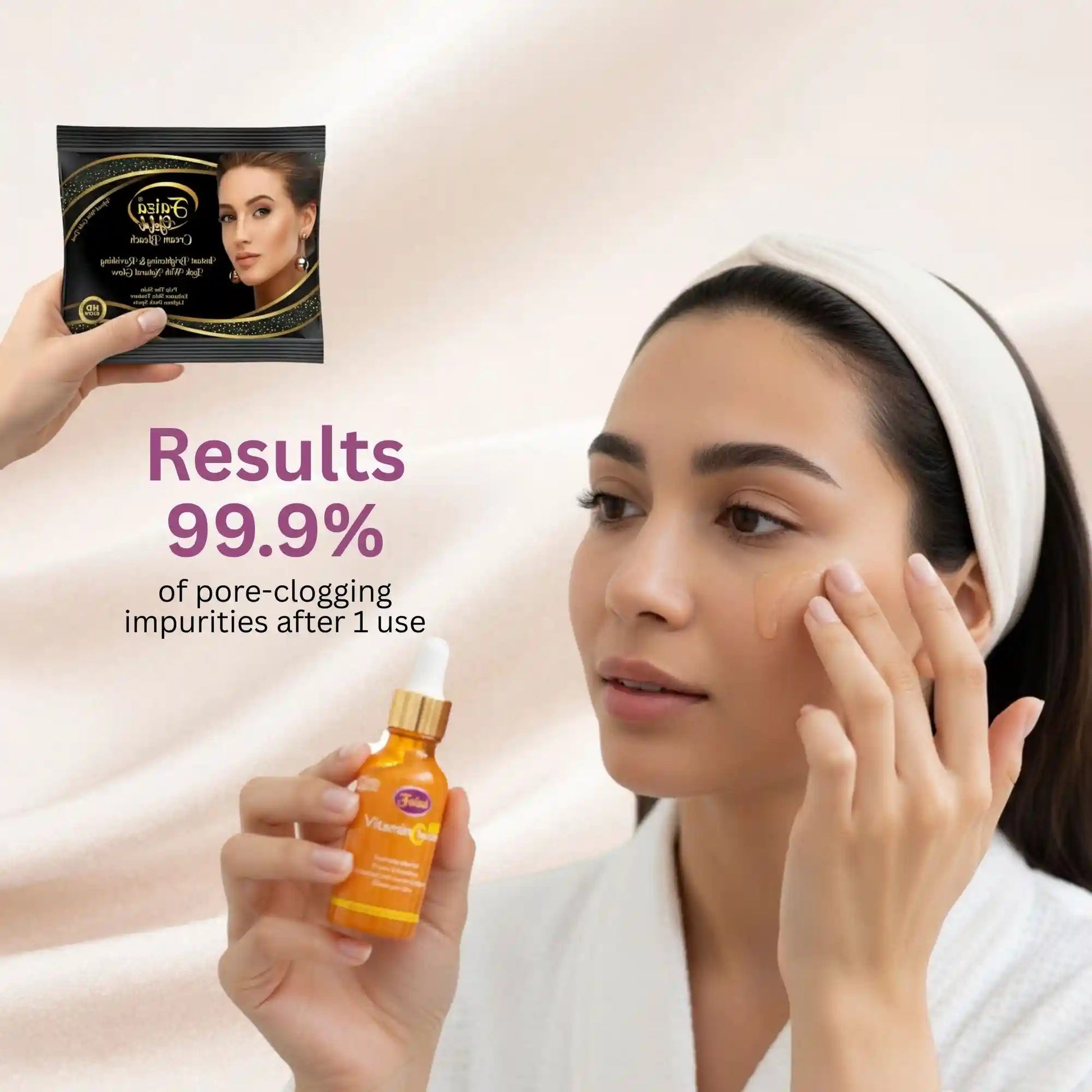 Faiza Cosmetics Vitamin C Serum, pore cleansing, 99.9% impurity removal, anti-aging serum, instantly brightens, dark spot corrector, trending skincare 2025