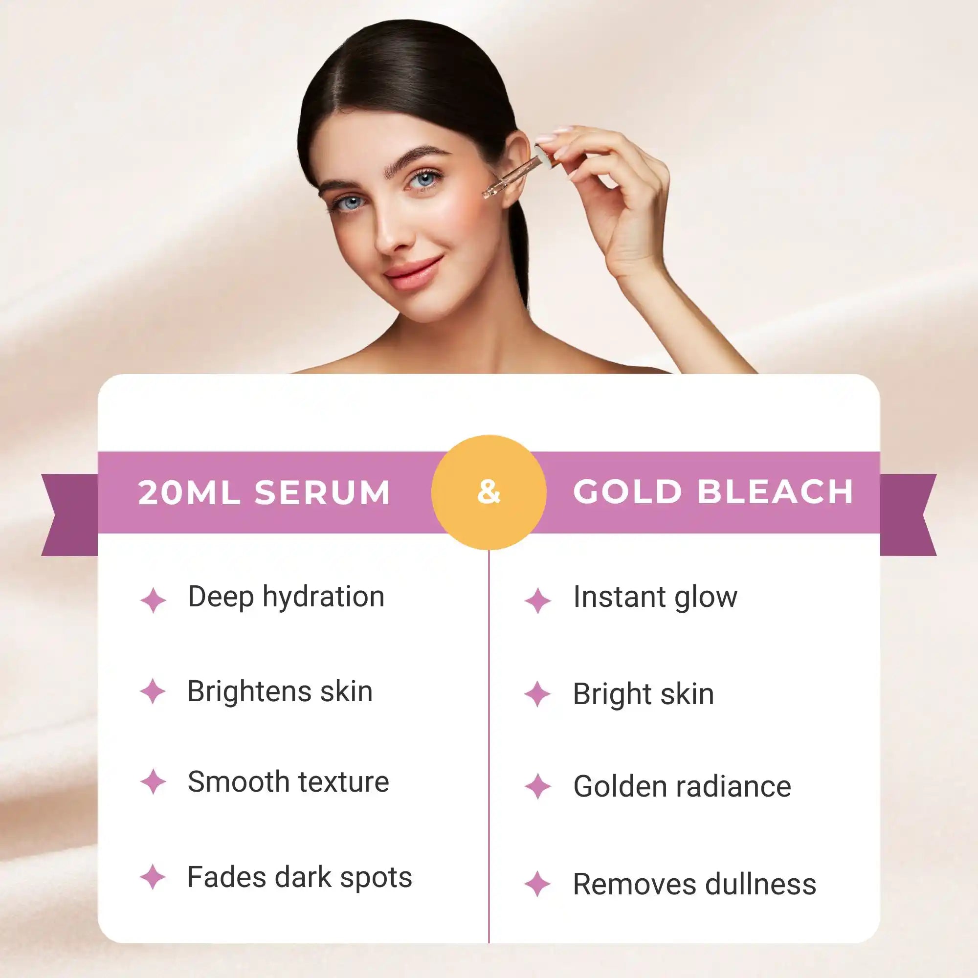 Faiza Cosmetics Vitamin Serum, Gold Cream Bleach, Acacia Collagen, HD Glow, vitalize skin metabolism, instant brightening, radiant complexion