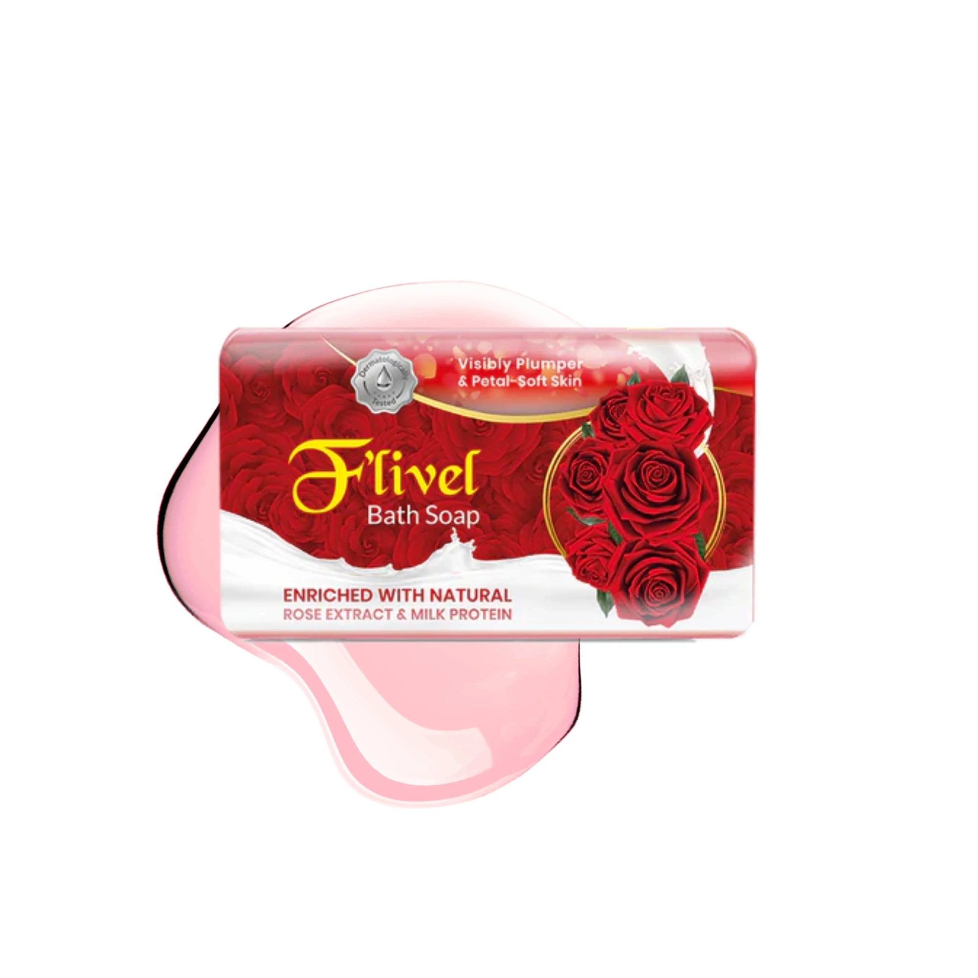 F'livel rose extract and milk protein moisturizing bath soap bar