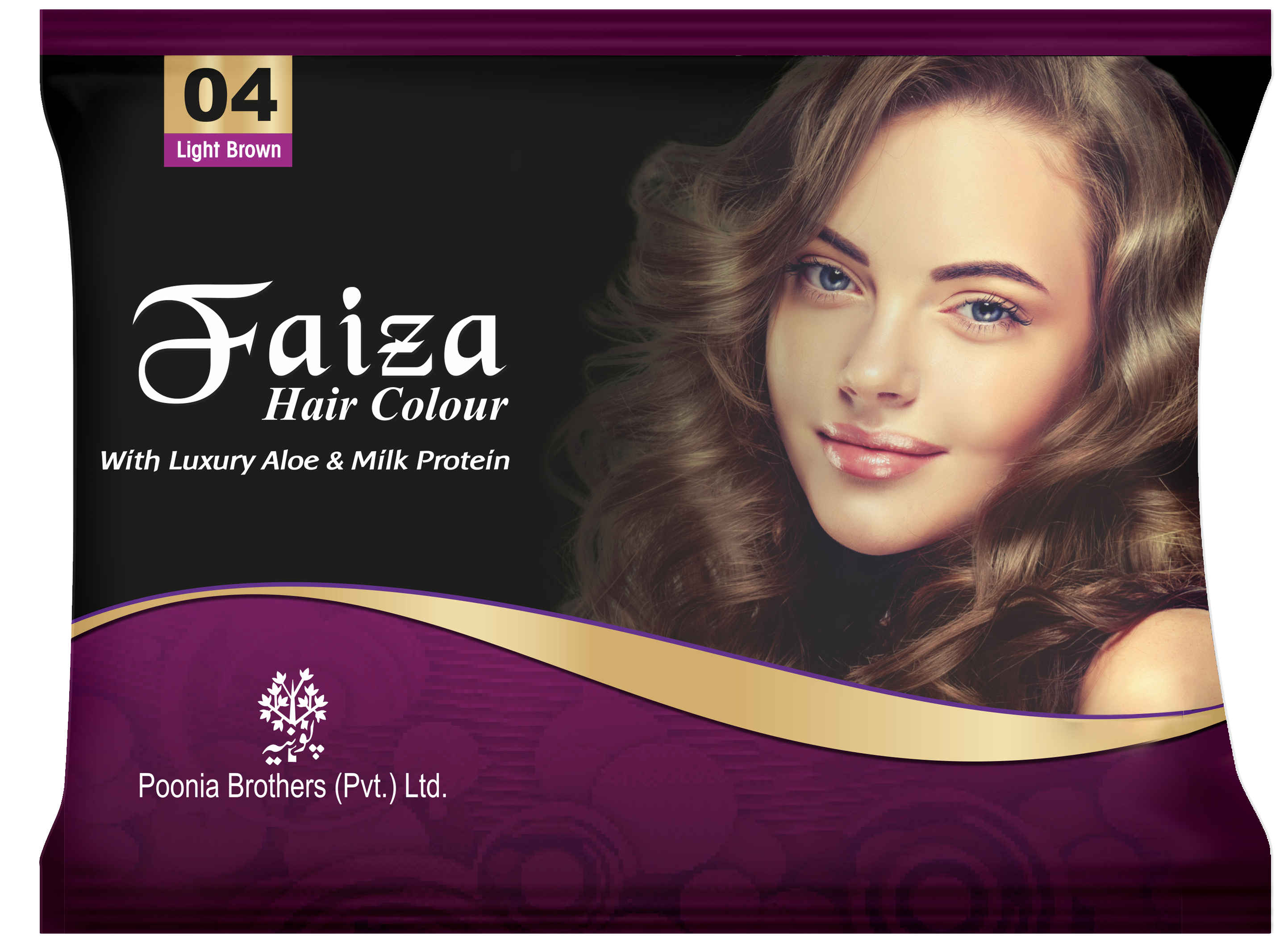 Faiza Hair Color Sachet Pack Light Brown 04 – natural-looking shade with nourishing formula, long-lasting results, and 100% grey coverage.