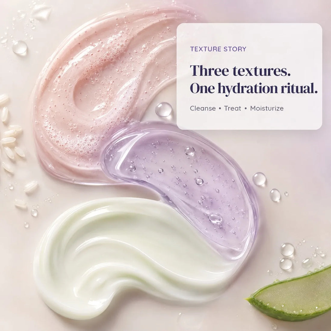 Faiza Fair Beauty skincare set featuring Rice Water & Niacinamide Face Wash, Hyaluronic Acid & Glutathione Skin Serum, and Aloe Vera Moisturising Lotion for healthy, hydrated, glowing skin.