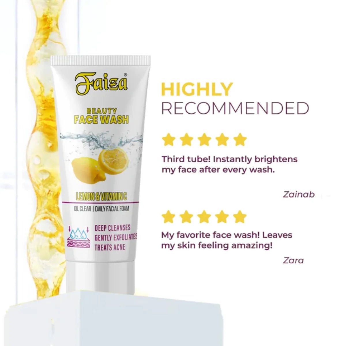 Lemon & Vitamin C Face Wash (100ml) - Faiza Beauty Cream