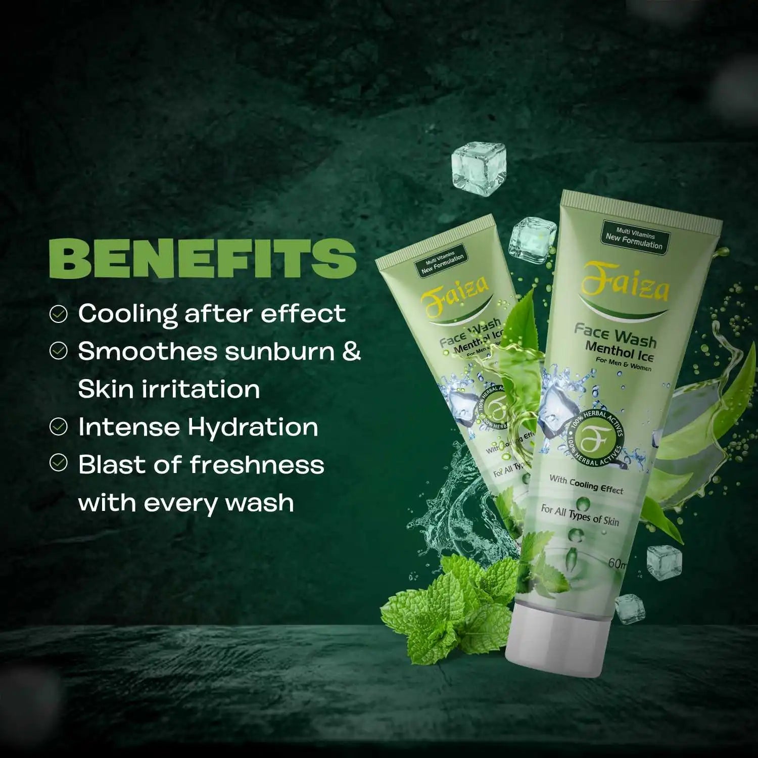 Menthol Ice Face Wash (60ml) - Faiza Beauty Cream